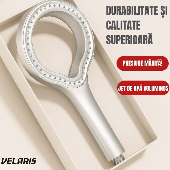 Saloneta dus cu jet reglabil, multiple moduri de pulverizare, finisaj argintiu