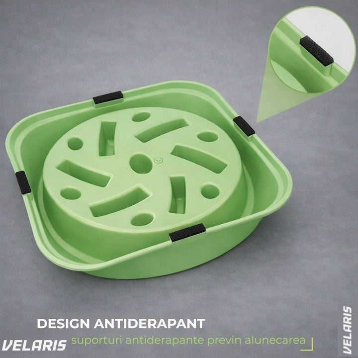 Bol anti-înghițire rapidă pentru câini, plastic, antiderapant, 19 cm, verde