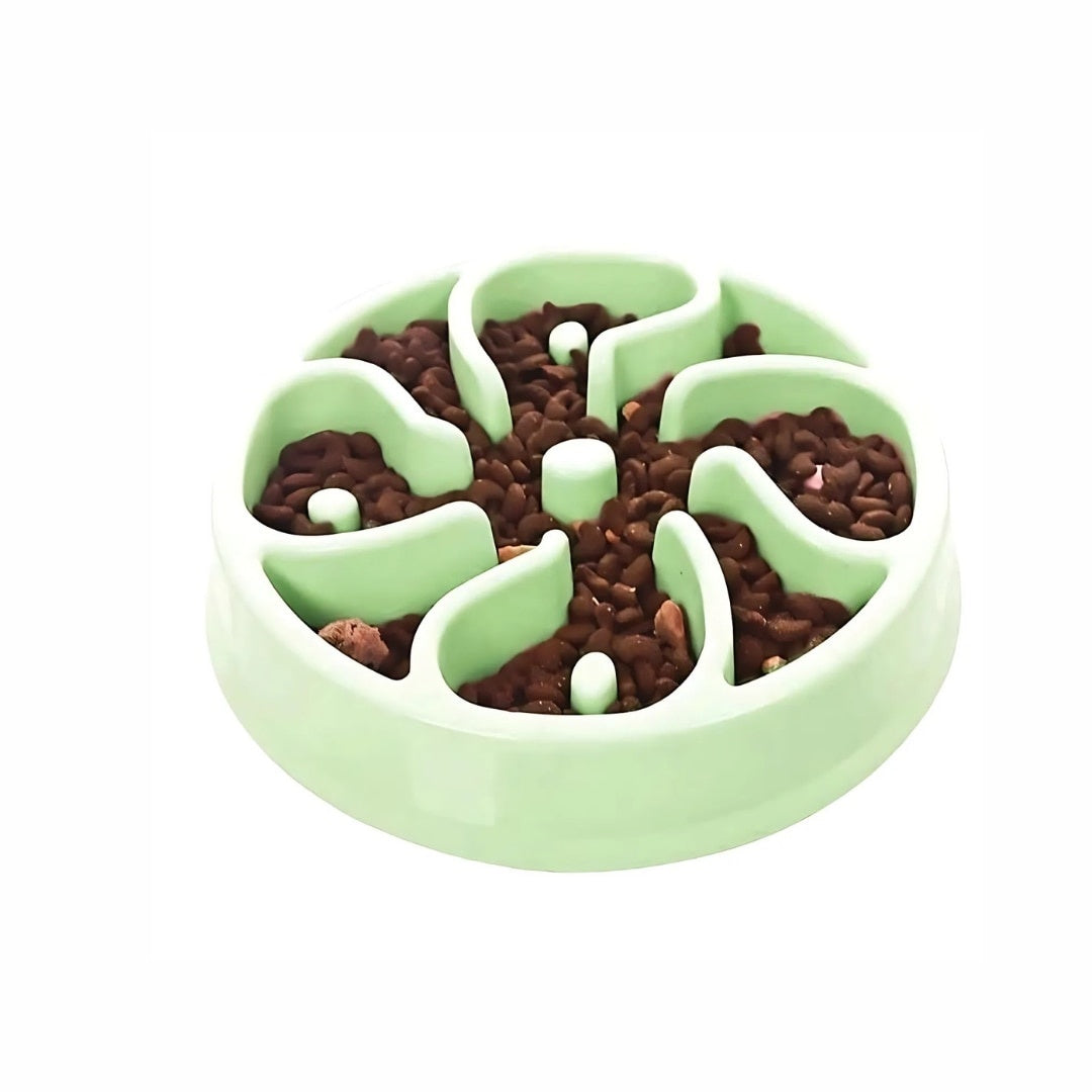 Bol anti-înghițire rapidă pentru câini, plastic, antiderapant, 19 cm, verde