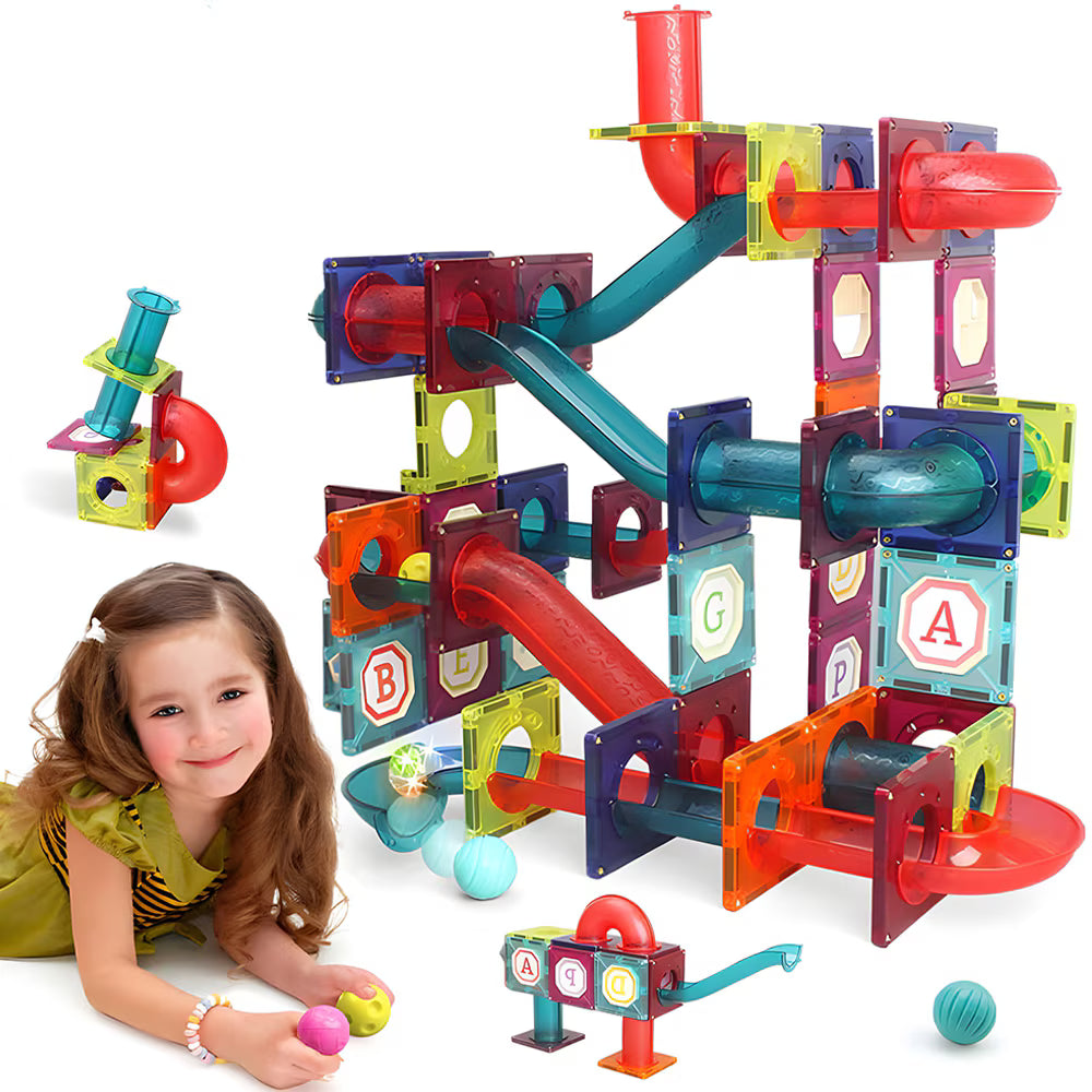 Set magnetic 3D, 125 piese, bile și bețe, joc creativitate copii