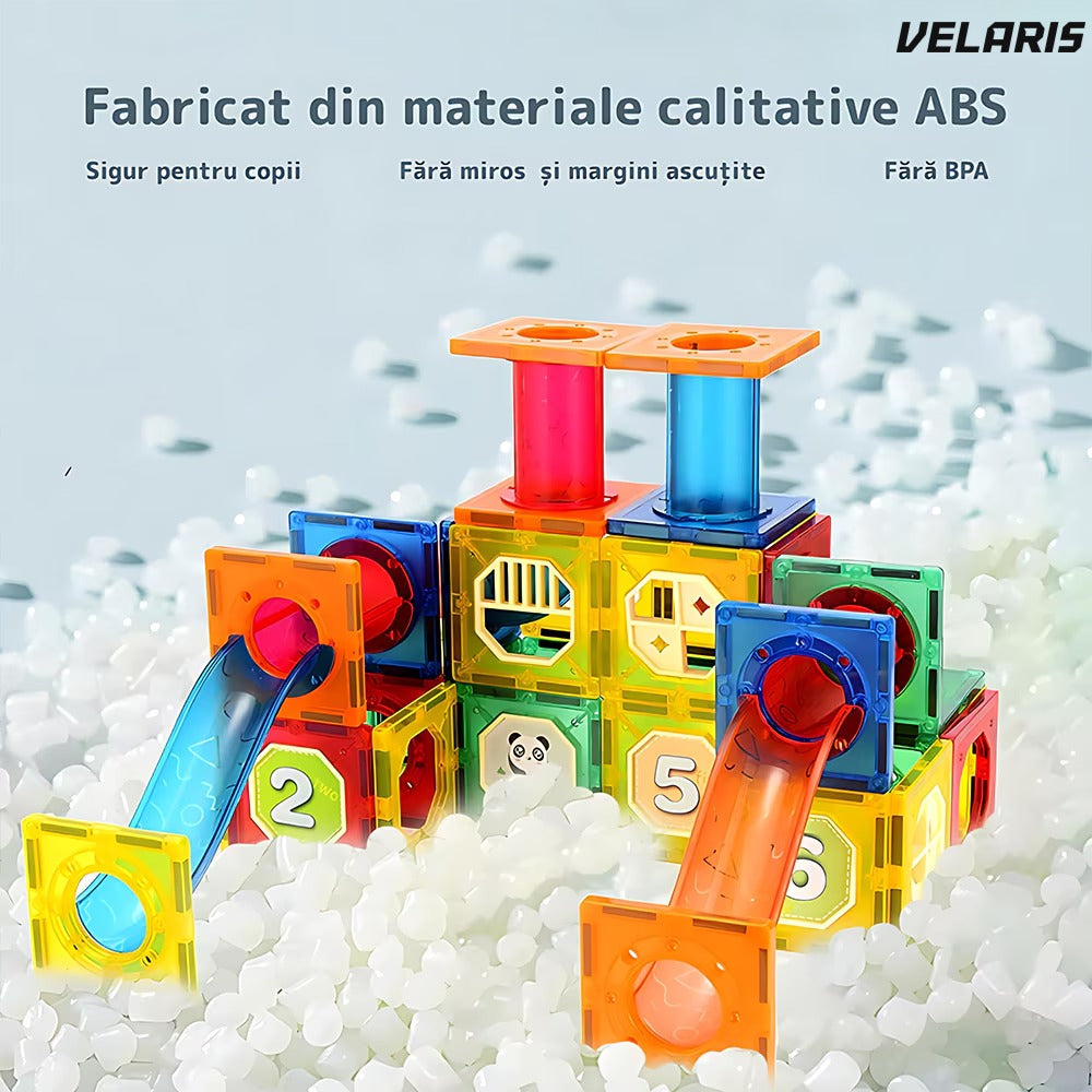 Set magnetic 3D, 125 piese, bile și bețe, joc creativitate copii