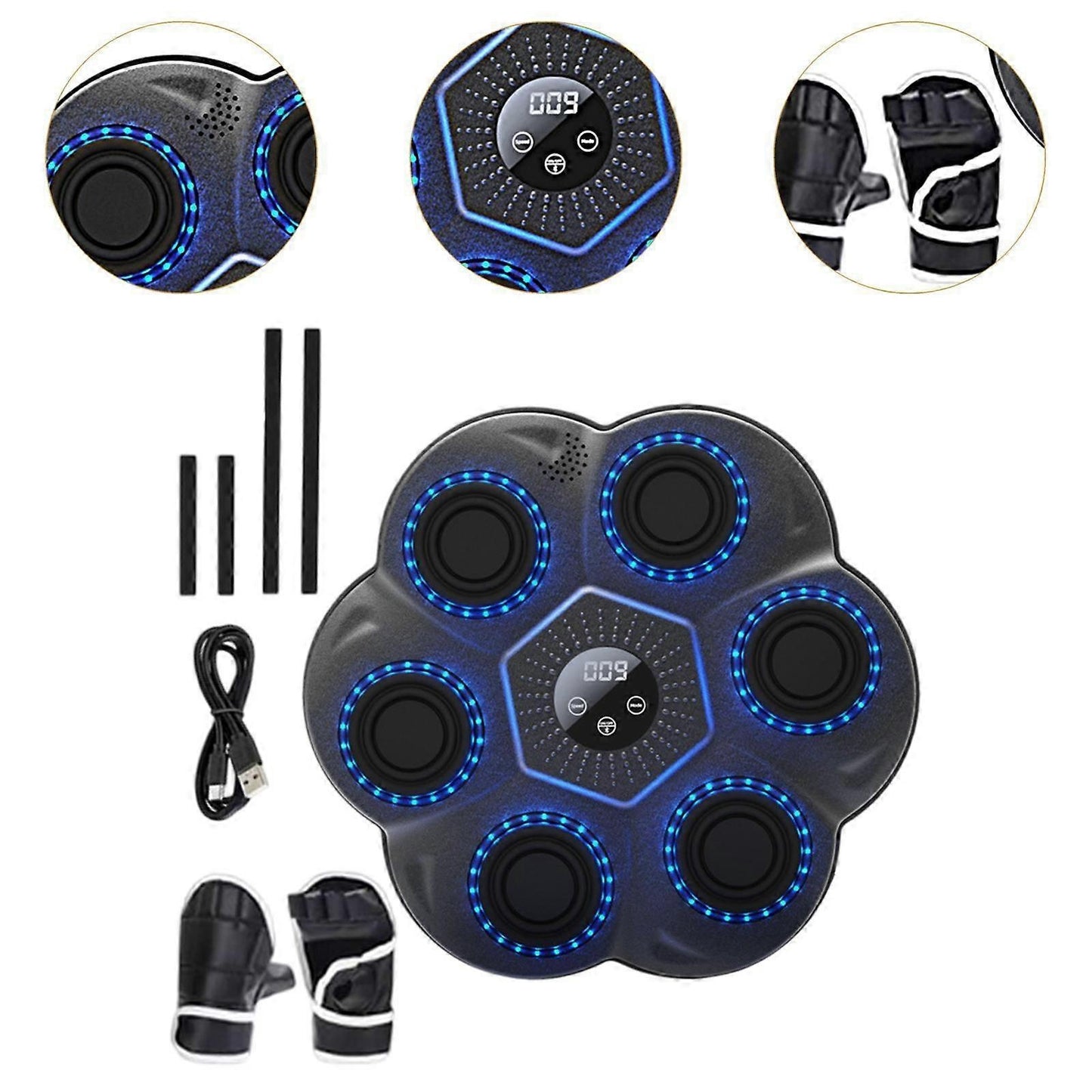 Perna de box LED cu muzica, Bluetooth, antrenament perete cu raspuns rapid