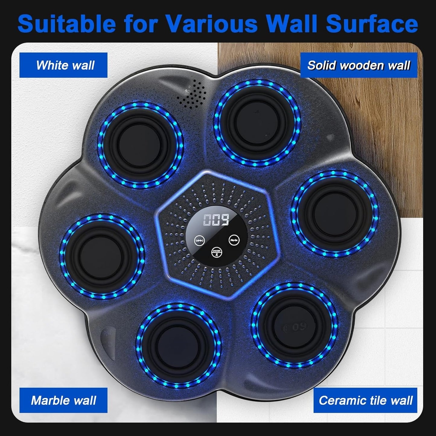 Perna de box LED cu muzica, Bluetooth, antrenament perete cu raspuns rapid