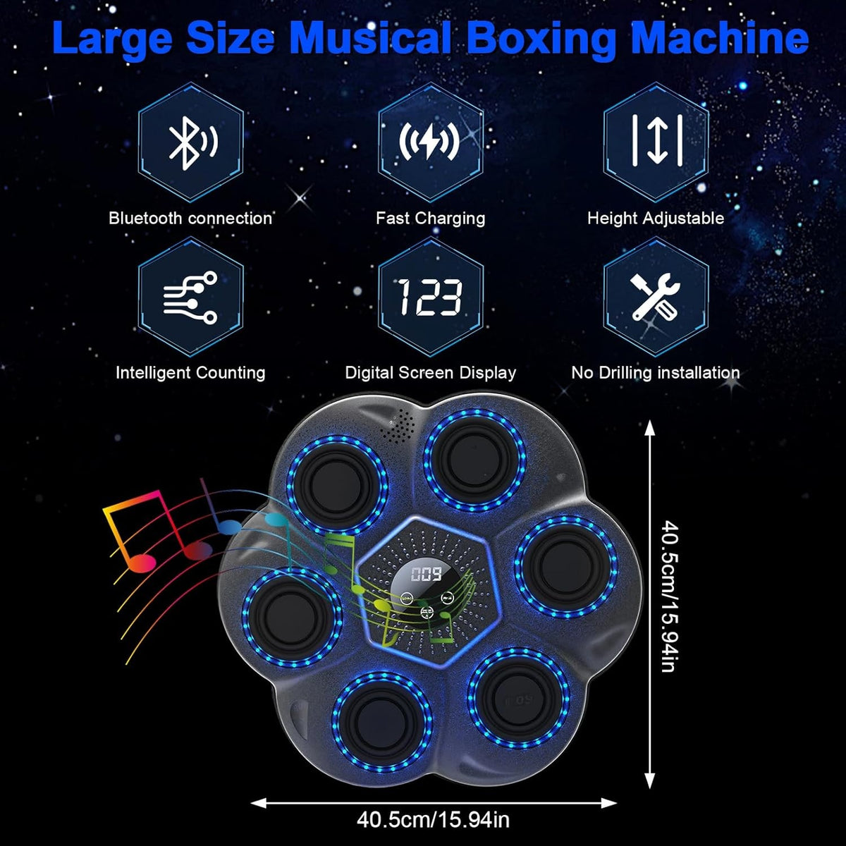 Perna de box LED cu muzica, Bluetooth, antrenament perete cu raspuns rapid