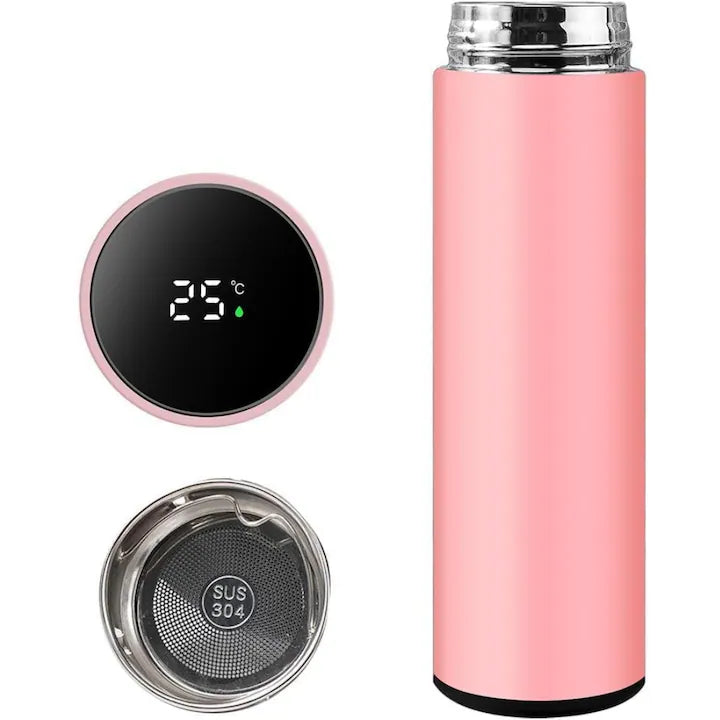 Cană Termos Smart cu Ecran LED, 500ml, Inox, Menține Băuturi 6 Ore