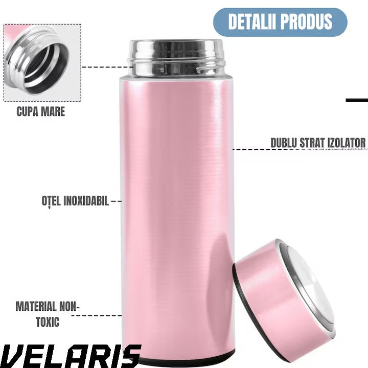 Cană Termos Smart cu Ecran LED, 500ml, Inox, Menține Băuturi 6 Ore