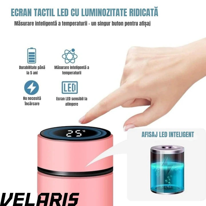 Cană Termos Smart cu Ecran LED, 500ml, Inox, Menține Băuturi 6 Ore