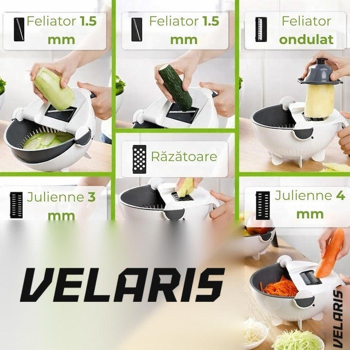 Răzătoare manuală Smart Vet cu bol de pre-spălare, lame inox, Alb/Verde