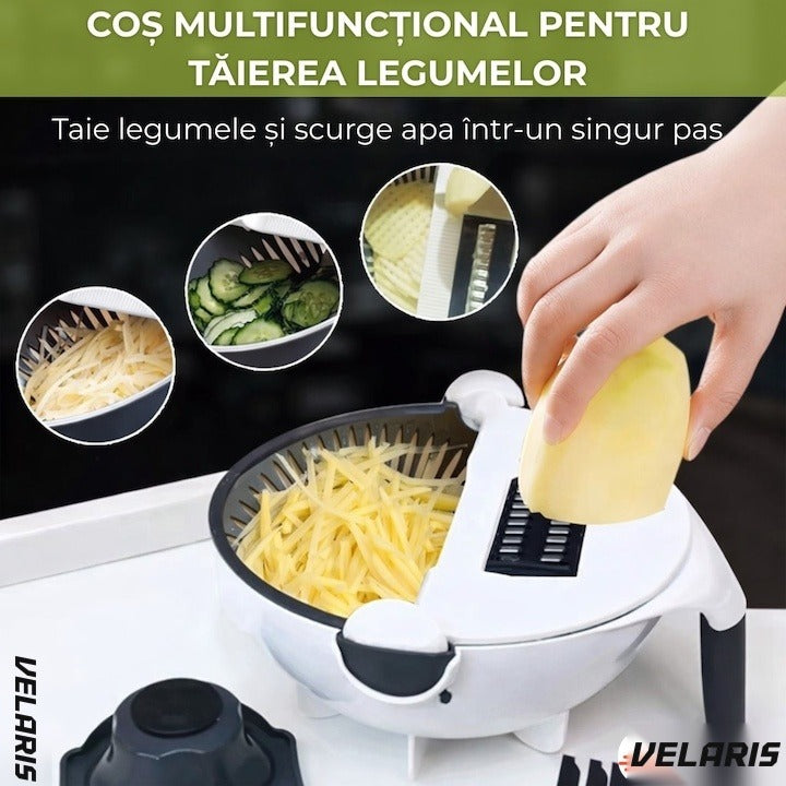 Răzătoare manuală Smart Vet cu bol de pre-spălare, lame inox, Alb/Verde