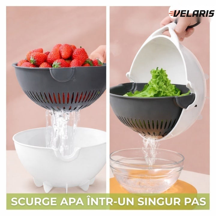 Răzătoare manuală Smart Vet cu bol de pre-spălare, lame inox, Alb/Verde