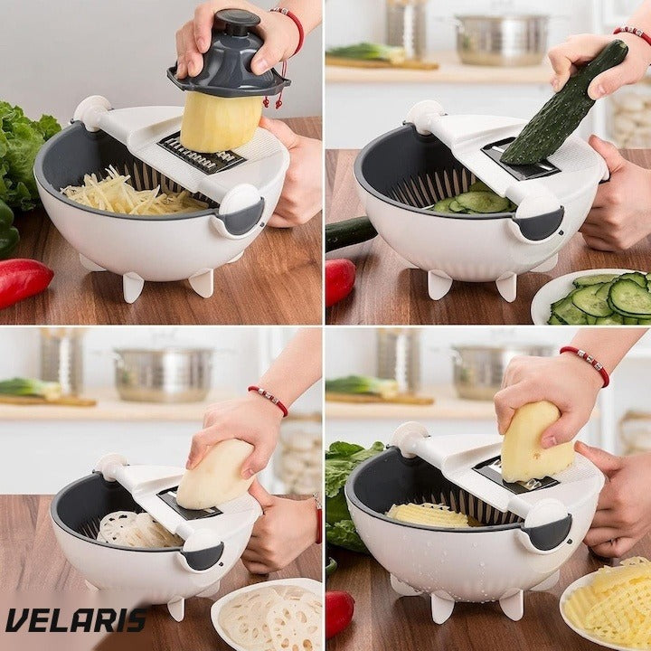 Răzătoare manuală Smart Vet cu bol de pre-spălare, lame inox, Alb/Verde