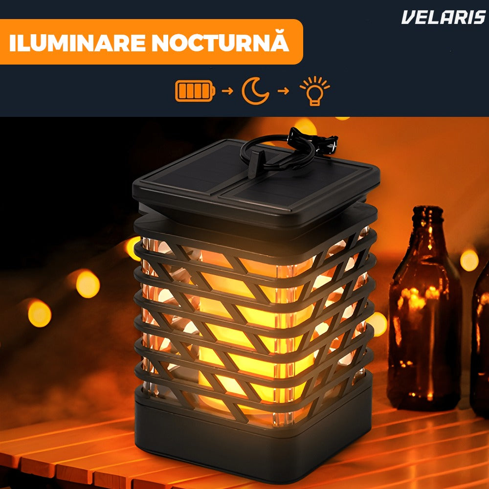 Lampa solara cu efect flacara, IP65, autonomie 8-12 ore