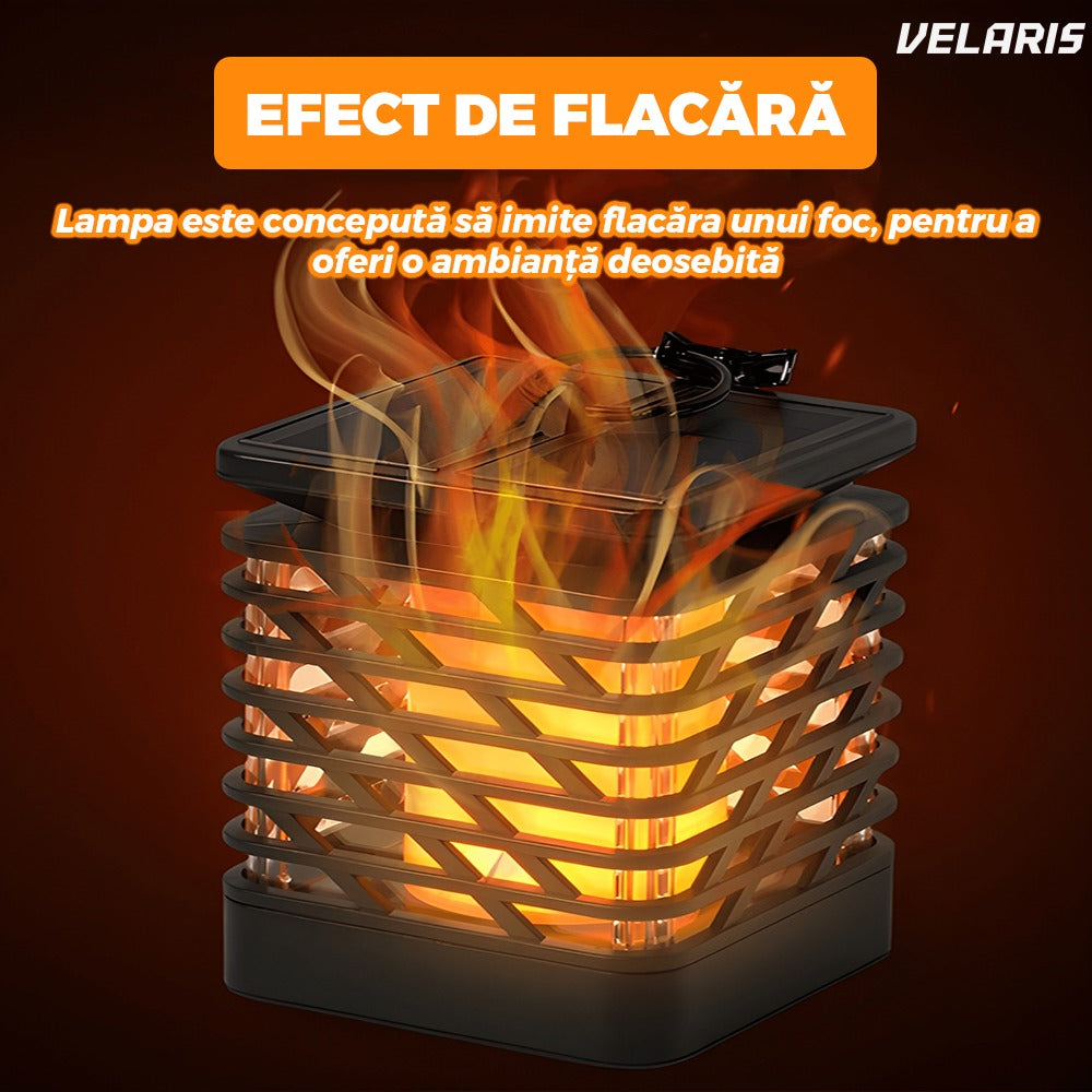 Lampa solara cu efect flacara, IP65, autonomie 8-12 ore