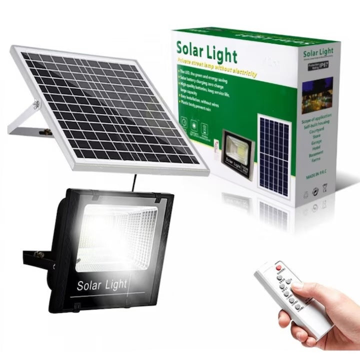 Lampă solară cu panou separat, 200W, 130 LED COB, IP67, telecomandă, 10 ore iluminare