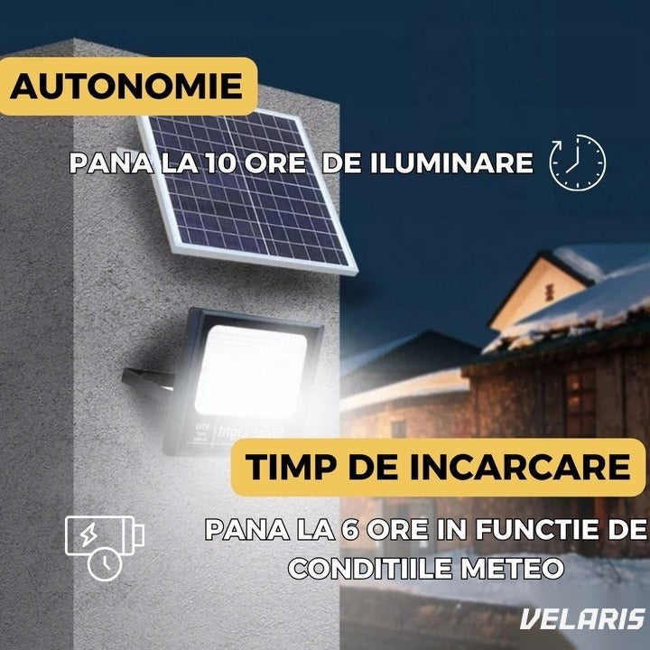 Lampă solară cu panou separat, 200W, 130 LED COB, IP67, telecomandă, 10 ore iluminare