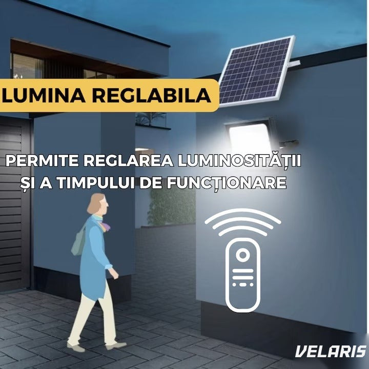 Lampă solară cu panou separat, 200W, 130 LED COB, IP67, telecomandă, 10 ore iluminare