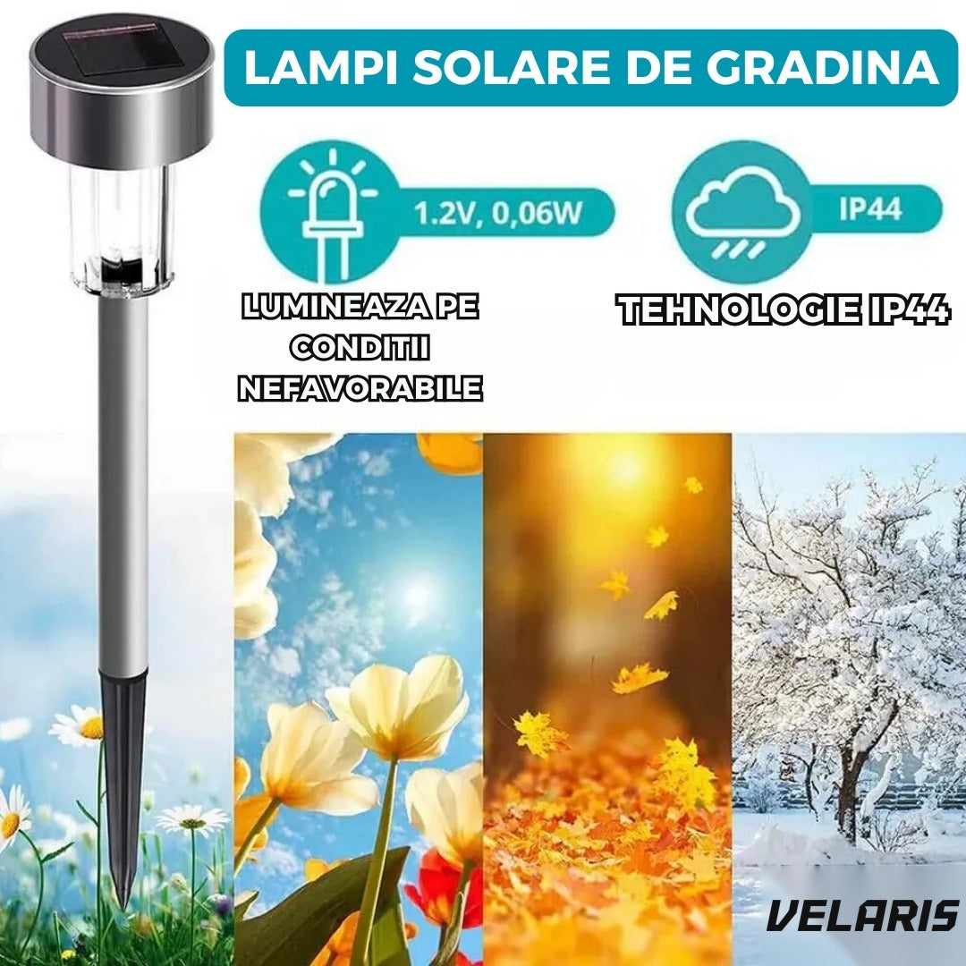 Țăruși solari decorativi din oțel inoxidabil pentru grădină, set 10 bucăți