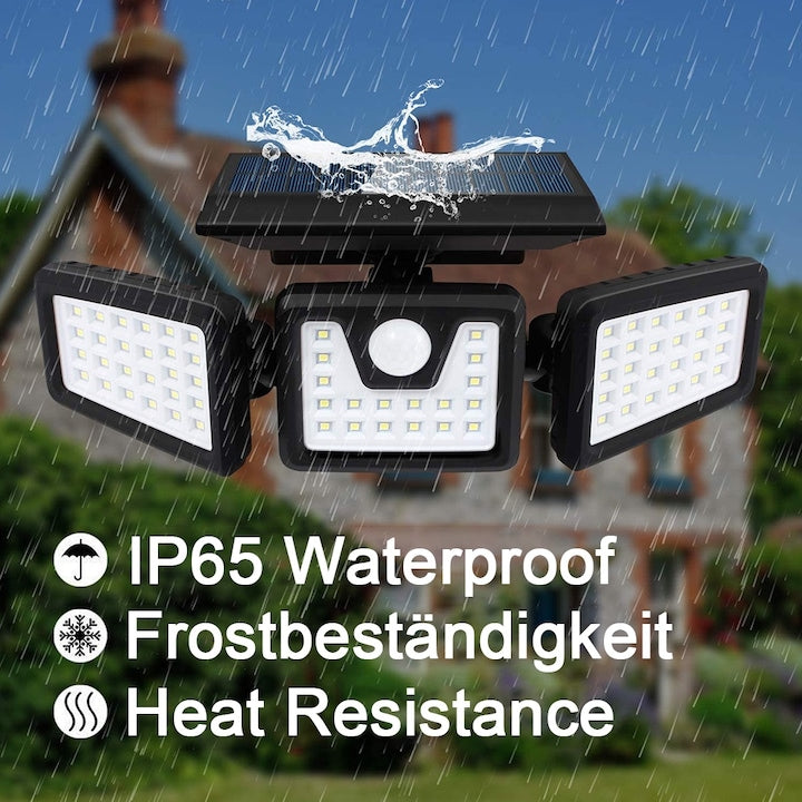 Lampa solară perete cu 74 LED, senzor solar, 3000mAh, IP65, 550 lumeni
