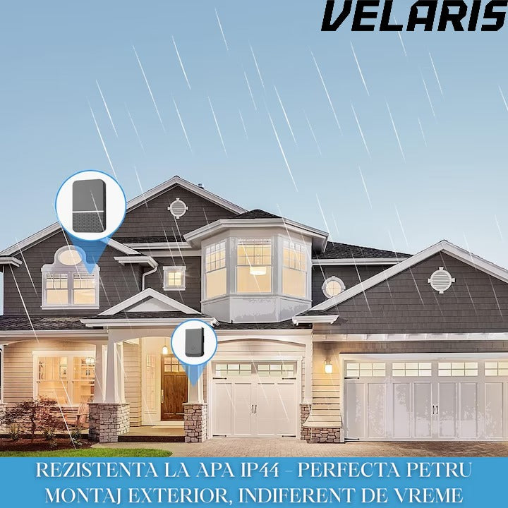 Sonerie fara fir, wireless, 260 m raza, 4 niveluri volum, rezistenta apa IP44, fixare dubla, negru