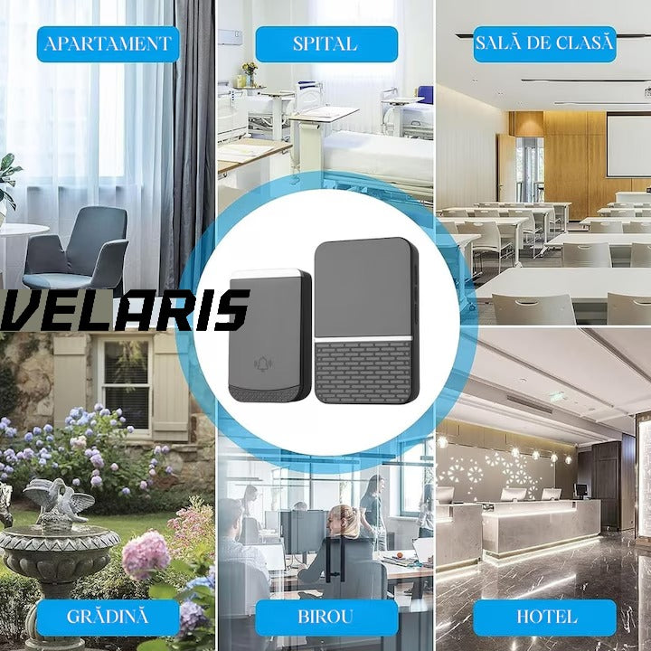 Sonerie fara fir, wireless, 260 m raza, 4 niveluri volum, rezistenta apa IP44, fixare dubla, negru