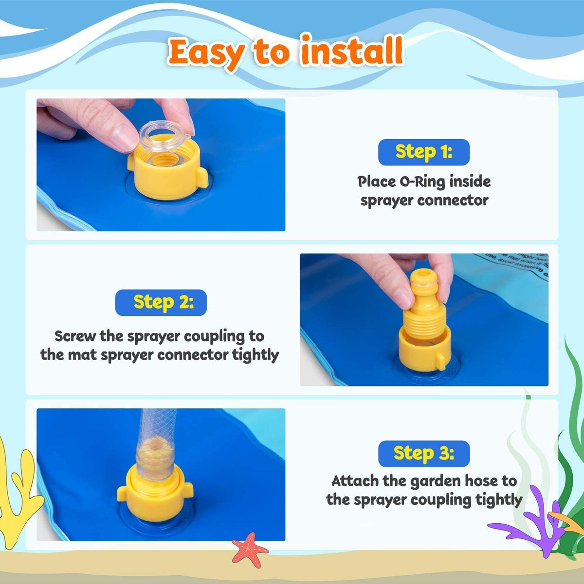 Piscină splash pad SummerFun X2, 170 cm, PVC albastru, pulverizare apă pentru copii