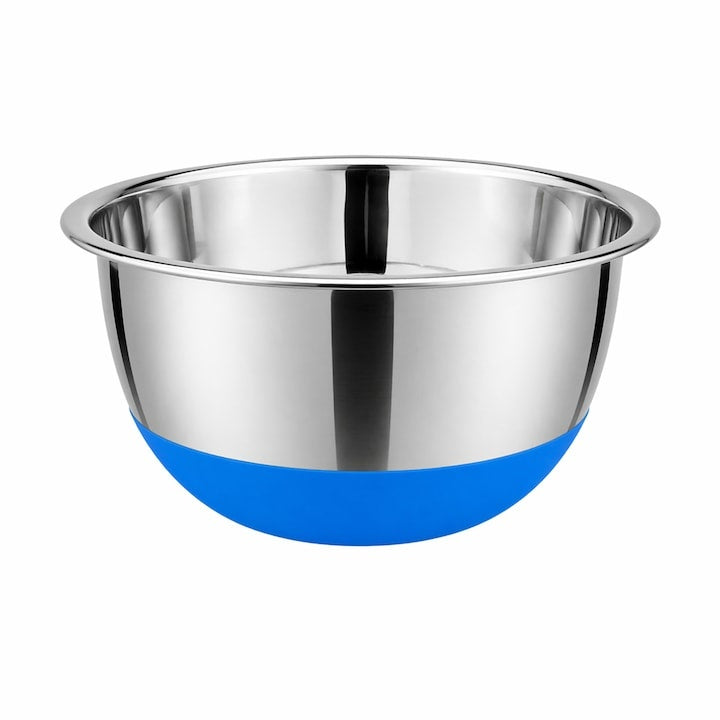 Bol inox cu capac și bază antiderapantă 22 cm, albastru