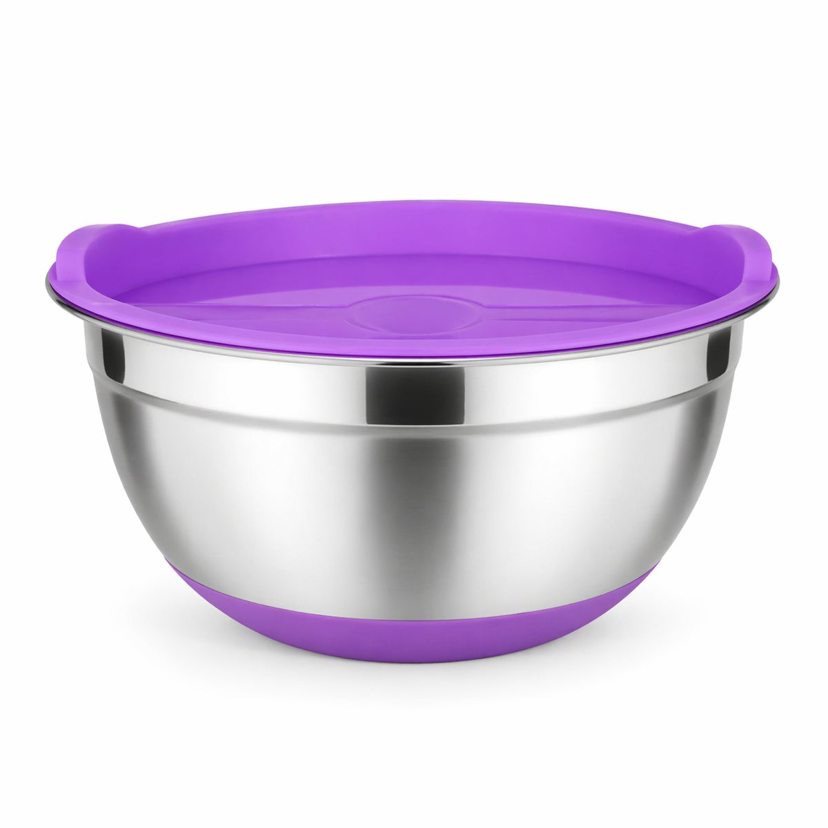 Bol inox 28 cm cu capac și bază antiderapantă, violet