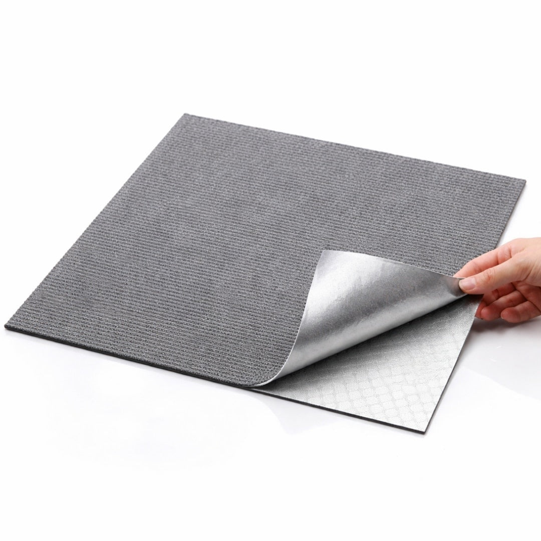 Covor pentru scări autoadeziv 60x60 cm, gri, plăci textile, ajustabil, instalare rapidă fără unelte