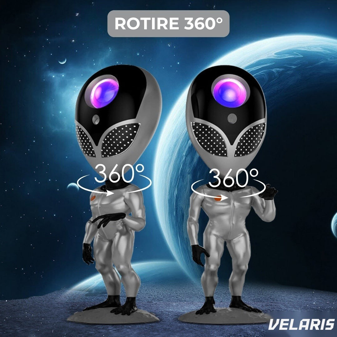 Proiector stele tip Alien, galaxie înstelată, LED cu telecomandă și dialog vocal, argintiu