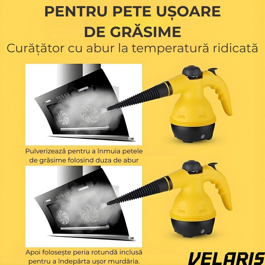 Aparat de curățat cu abur 8-în-1, galben-negru