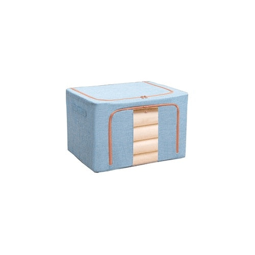 Organizator depozitare 100 litri, cutie textilă pliabilă cu fermoar și cadru metal