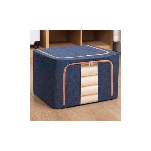 Organizator depozitare 100 litri, cutie textilă pliabilă cu fermoar și cadru metal