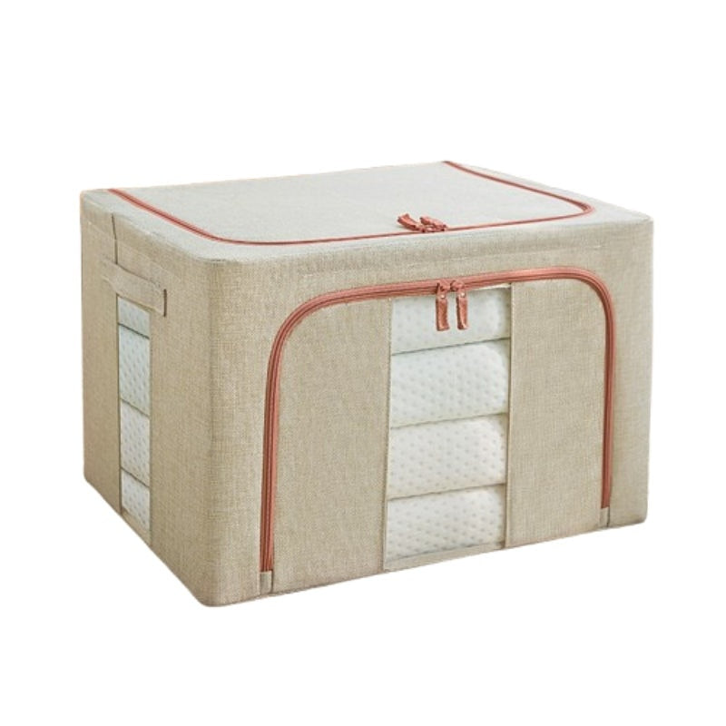 Organizator depozitare 100 litri, cutie textilă pliabilă cu fermoar și cadru metal