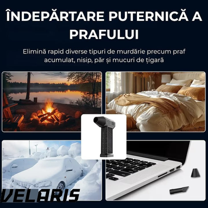 Suflanta aer fara fir motor puternic 130000RPM baterie reincarcabila flux de aer reglabil negru
