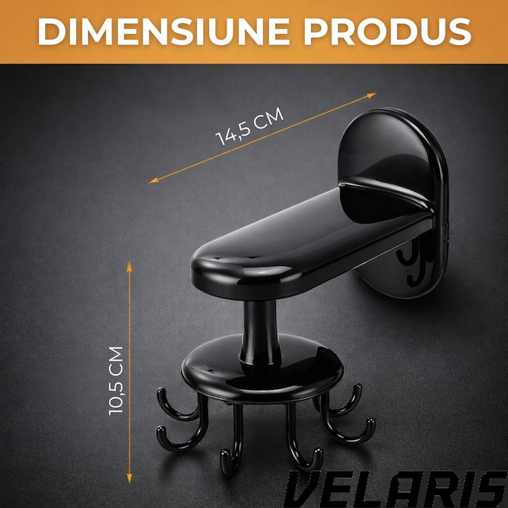 Suport Rotativ pentru Ustensile de Bucatarie, 360° Reglabil, Negru, 14.5 cm x 6.5 cm x 10.5 cm, Rezistent
