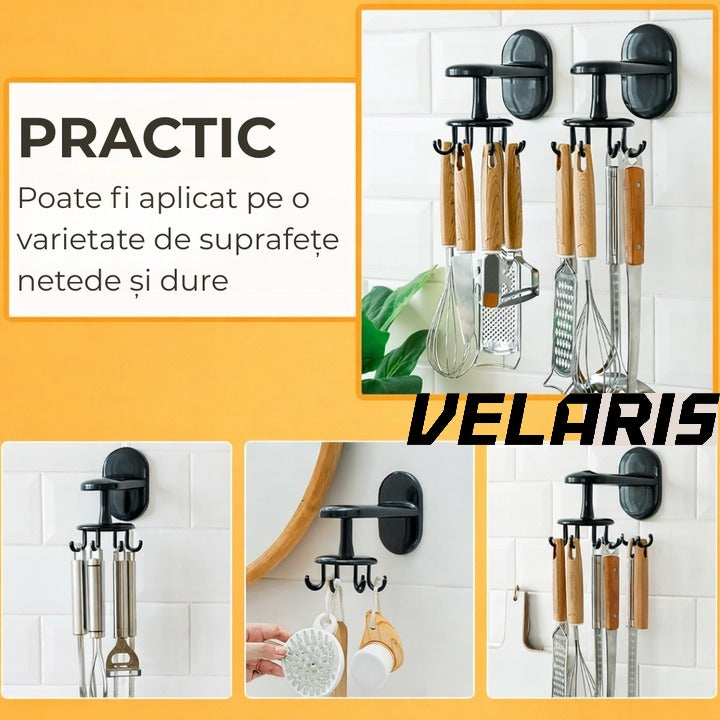 Suport Rotativ pentru Ustensile de Bucatarie, 360° Reglabil, Negru, 14.5 cm x 6.5 cm x 10.5 cm, Rezistent