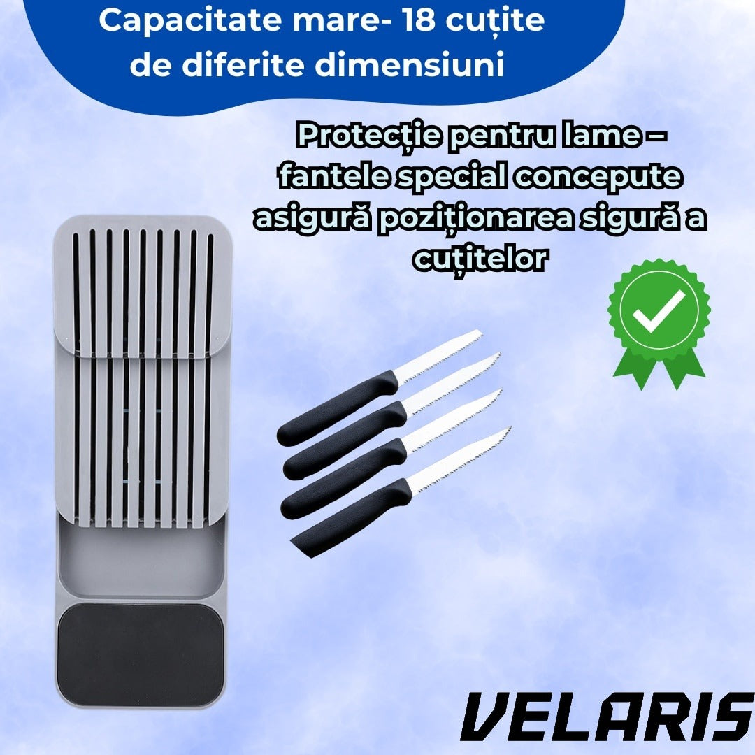 Suport sertar pentru cutite organizator compact depozitare sigura material durabil design ergonomic stabilitate sporita economie de spatiu