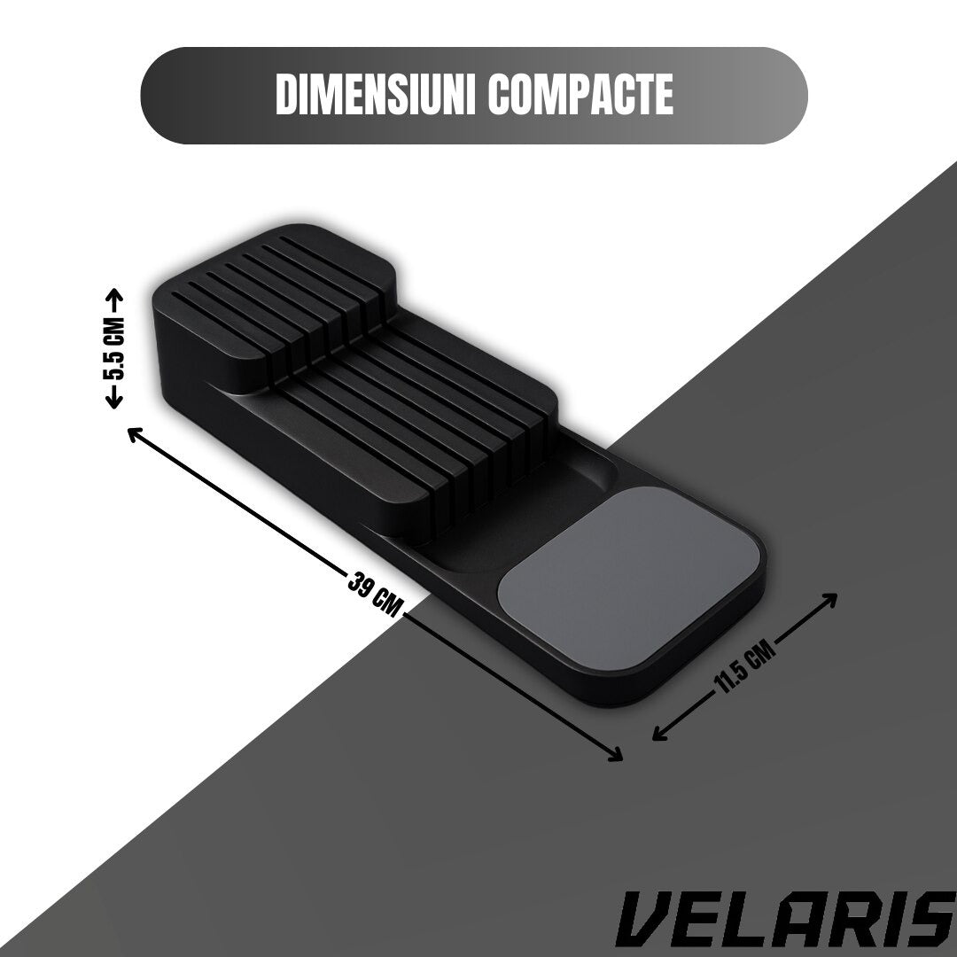 Suport sertar pentru cutite organizator compact depozitare sigura material durabil design ergonomic stabilitate sporita economie de spatiu, negru