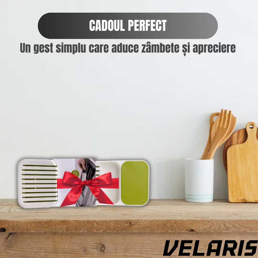 Suport sertar pentru cutite organizator compact depozitare sigura material durabil design ergonomic stabilitate sporita economie de spatiu, alb