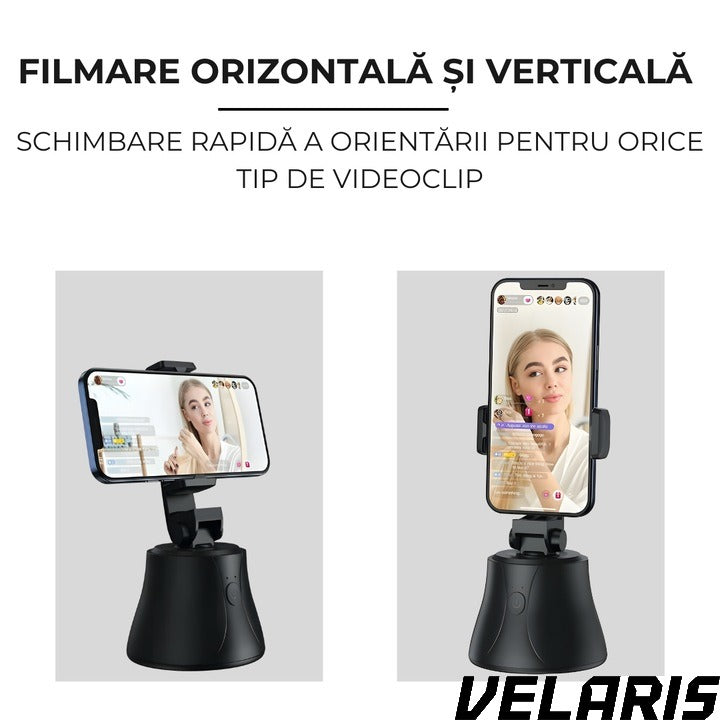 Suport telefon portabil cu trepied, rotativ 360°, reglabil, ideal pentru fotografii, YouTube, TikTok, Negru