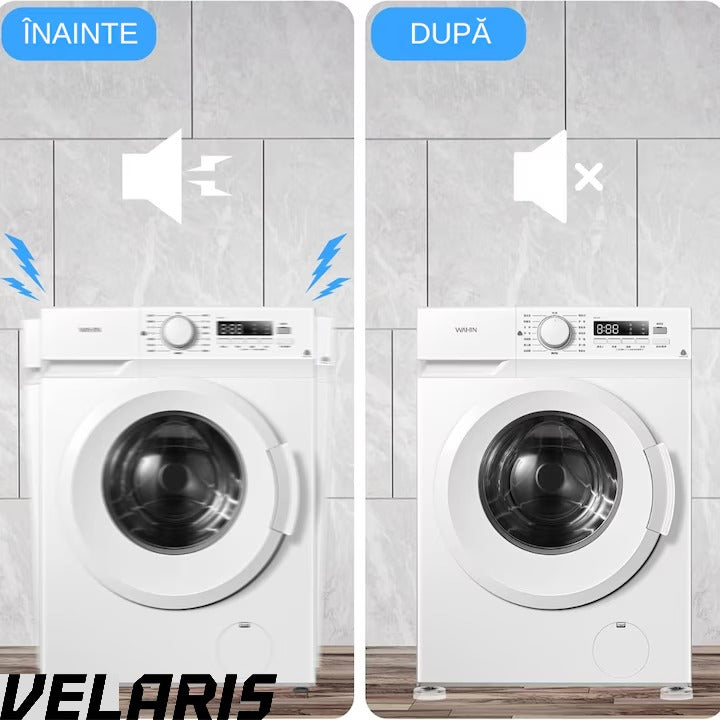 Suporturi Antisoc si Antiderapante pentru Picioarele Masinii de Spalat, Stabilitate si Protectie