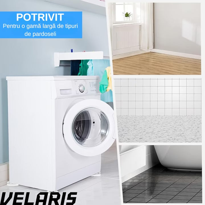Suporturi Antisoc si Antiderapante pentru Picioarele Masinii de Spalat, Stabilitate si Protectie