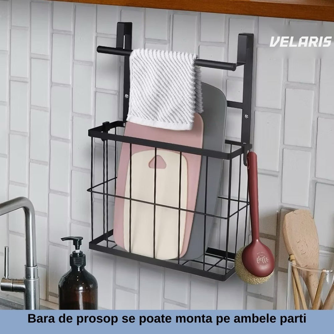 Coș metalic suspendat pentru baie sau bucătărie, oțel carbon, montaj fără găurire