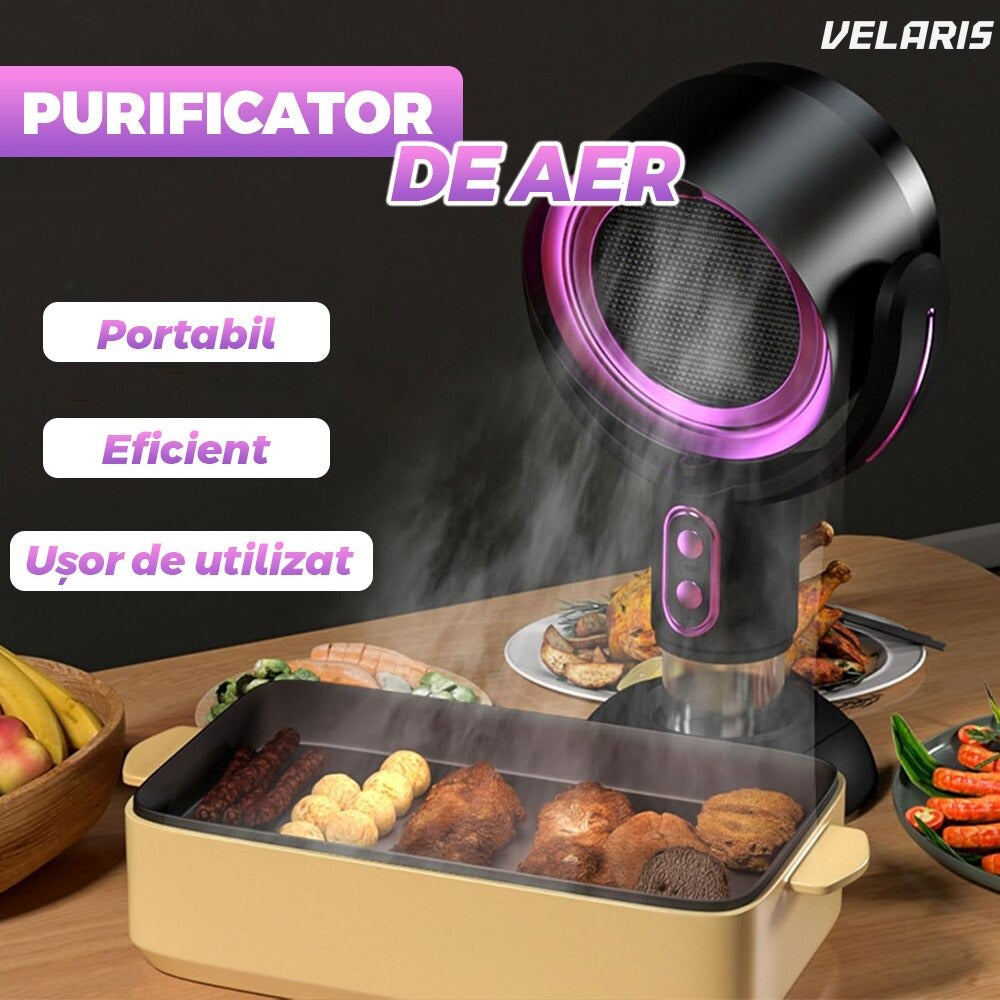 Ventilator de masă multifuncțional cu purificare și dispozitiv pentru ulei, mov