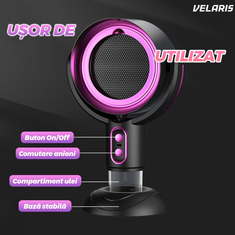 Ventilator de masă multifuncțional cu purificare și dispozitiv pentru ulei, mov
