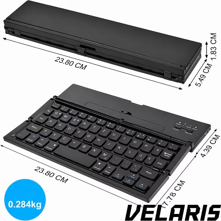 Tastatura Bluetooth pliabila wireless, compacta, touchpad integrat, compatibila tableta si laptop, negru