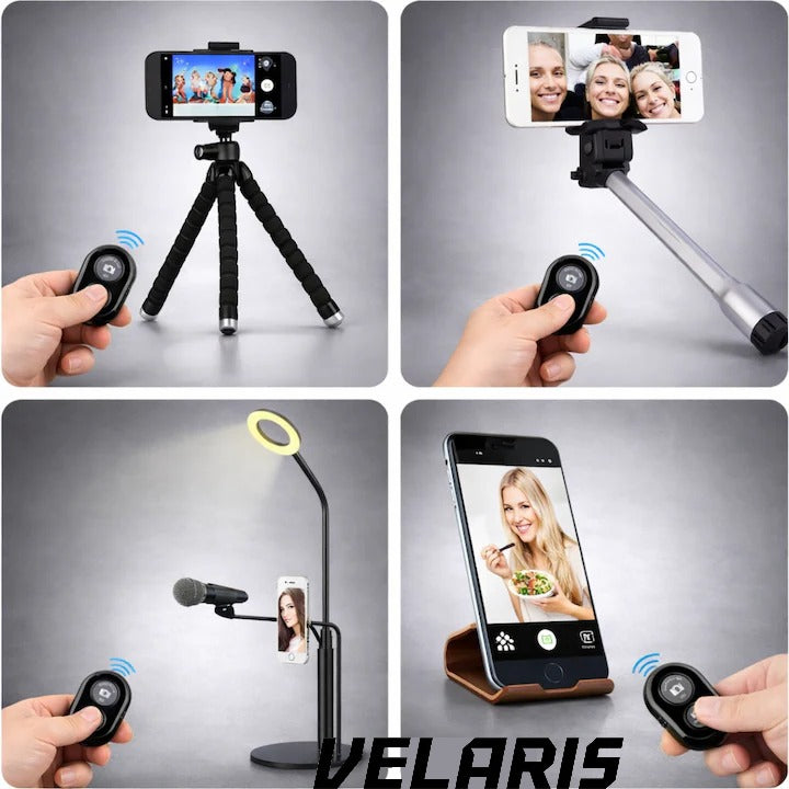Telecomanda selfie Control fara fir compatibilitate cu smartphone-uri iOS si Android, conectivitate Bluetooth 4.0, dimensiuni 5 cm x 2 cm x 1 cm