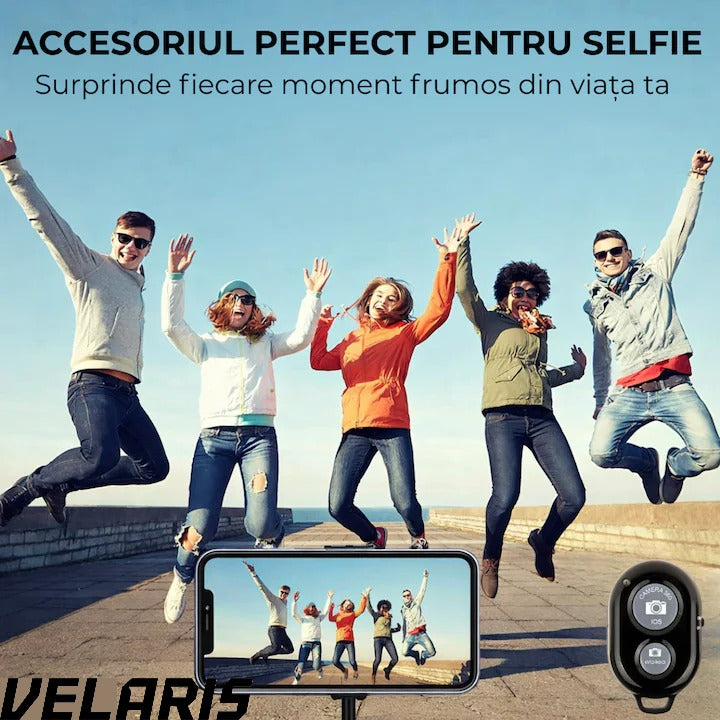 Telecomanda selfie Control fara fir compatibilitate cu smartphone-uri iOS si Android, conectivitate Bluetooth 4.0, dimensiuni 5 cm x 2 cm x 1 cm