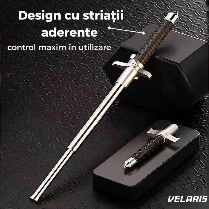 Baston telescopic din oțel inoxidabil, mâner antiderapant, mecanism extensibil