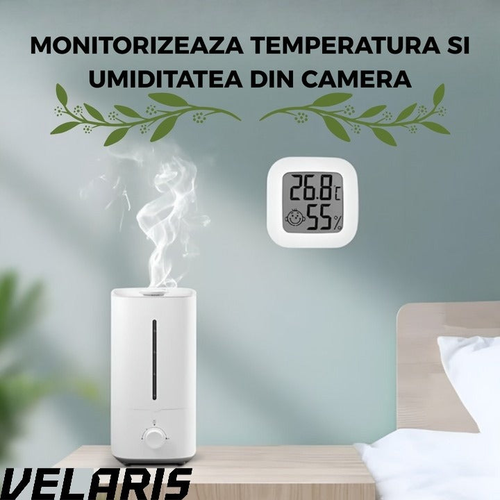 Termometru si Higrometru Digital cu Afisaj LCD Indicator Confort, Temperatura si Umiditate, Design Compact, Baterie Inclusa